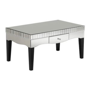 Boulejo Mirrored Glass Coffee Table In Silver And Black