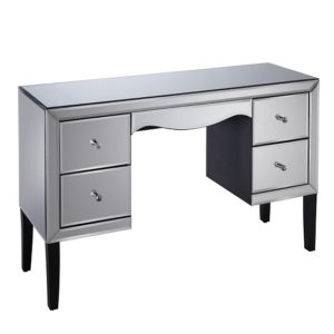 Polearm Mirrored Dressing Table With 4 Drawers In Silver