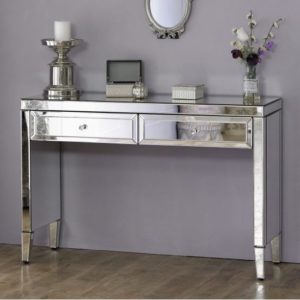Valence Mirrored Dressing Table With 2 Drawers In Silver