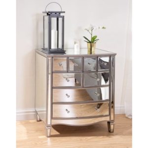 Elyssa Mirrored Chest 8 Of Drawers In Silver
