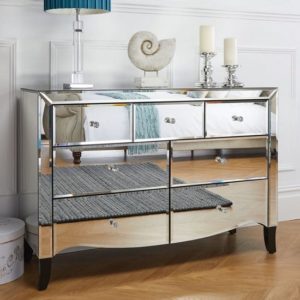 Polearm Mirrored Chest Of 7 Drawers In Silver