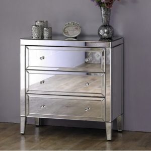 Valence Mirrored Chest Of 3 Drawers In Silver