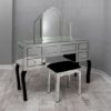 Teara Clear Glass Dressing Table With Mirror And Stool