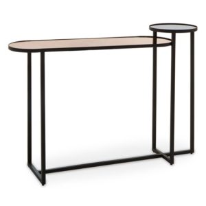 Cusco Smoked Mirror Glass Console Table With Black Metal Frame
