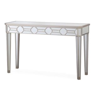 Rose Rectangular Mirrored Console Table In Silver
