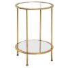 Inman Round Mirrored Glass Side Table In Gold With Undershelf