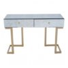 Keseni Mirrored Console Table With Brass Base In Silver