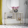 Lombok Mirrored Rectangular Console Table With Champagne Frame