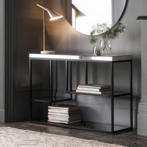 Petard Mirrored Console Table With Black Metal Frame