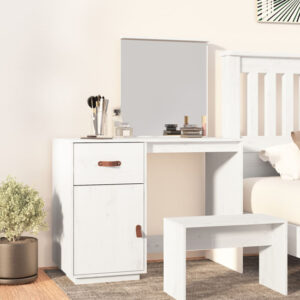 Giovanni Pine Wood Dressing Table With Mirror In White