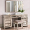 Jessika Mirrored Dressing Table Set In Taupe