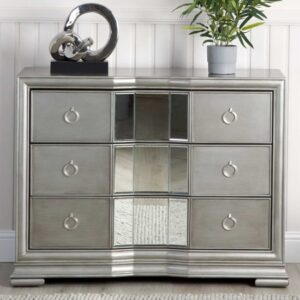 Leeds Mirrored Chest Of 3 Drawers In Grey
