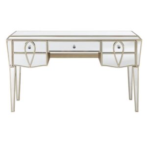 Parker Mirrored Dressing Table With 3 Drawers In Champagne