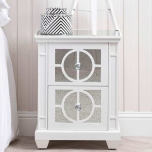 Tyler Mirrored Bedside Cabinet With 2 Drawers In Washed White