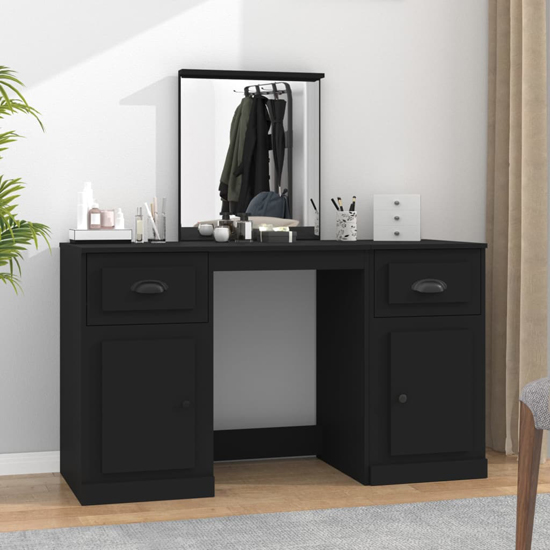 Ryker Wooden Dressing Table With Mirror In Black