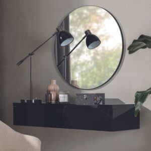 Narva Wooden Floating Dressing Table And Wall Mirror In Black