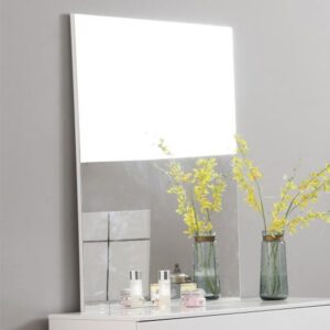 Helena High Gloss Dressing Table Mirror In White Wooden Frame