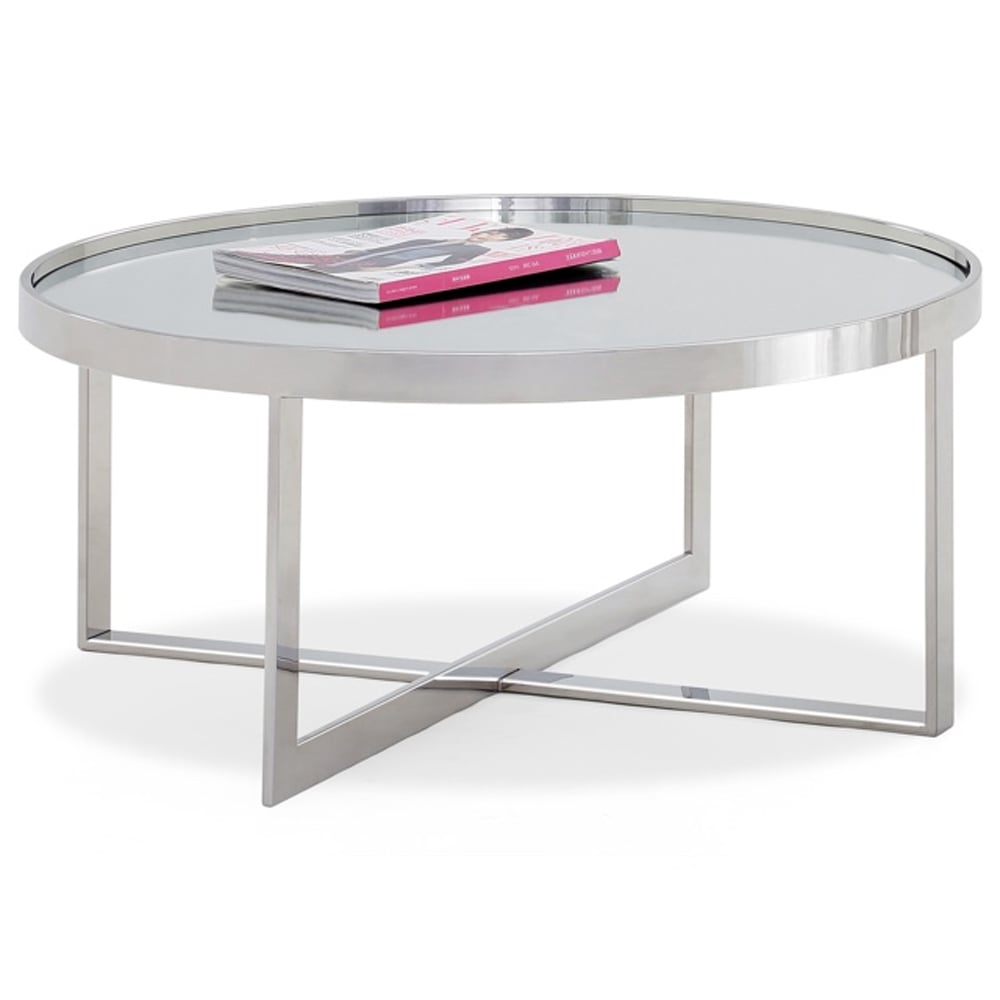 Orillia Mirrored Top Coffee Table With Steel Frame