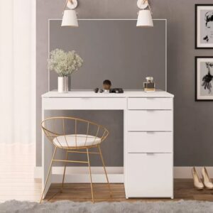 Albion Wooden Dressing Table With Mirror And 5 Drawers In White