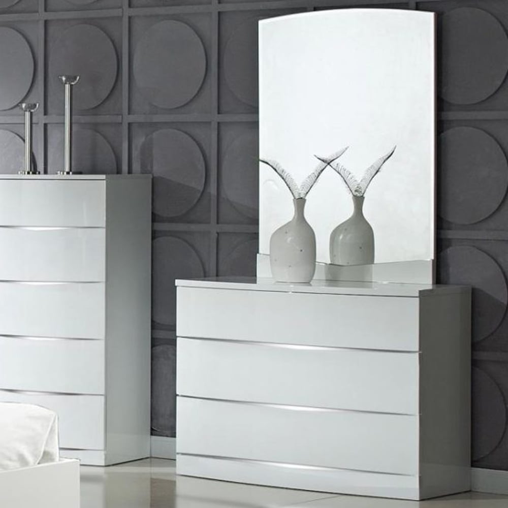 Aedos High Gloss Dressing Table With Mirror In White