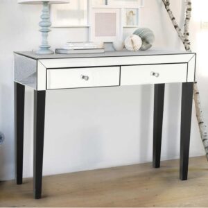 Agalia Mirrored Dressing Table With 2 Drawer In Silver