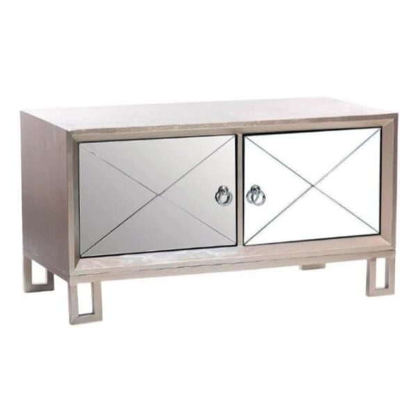 Diama Mirrored Tv Stand With 2 Doors In Champagne