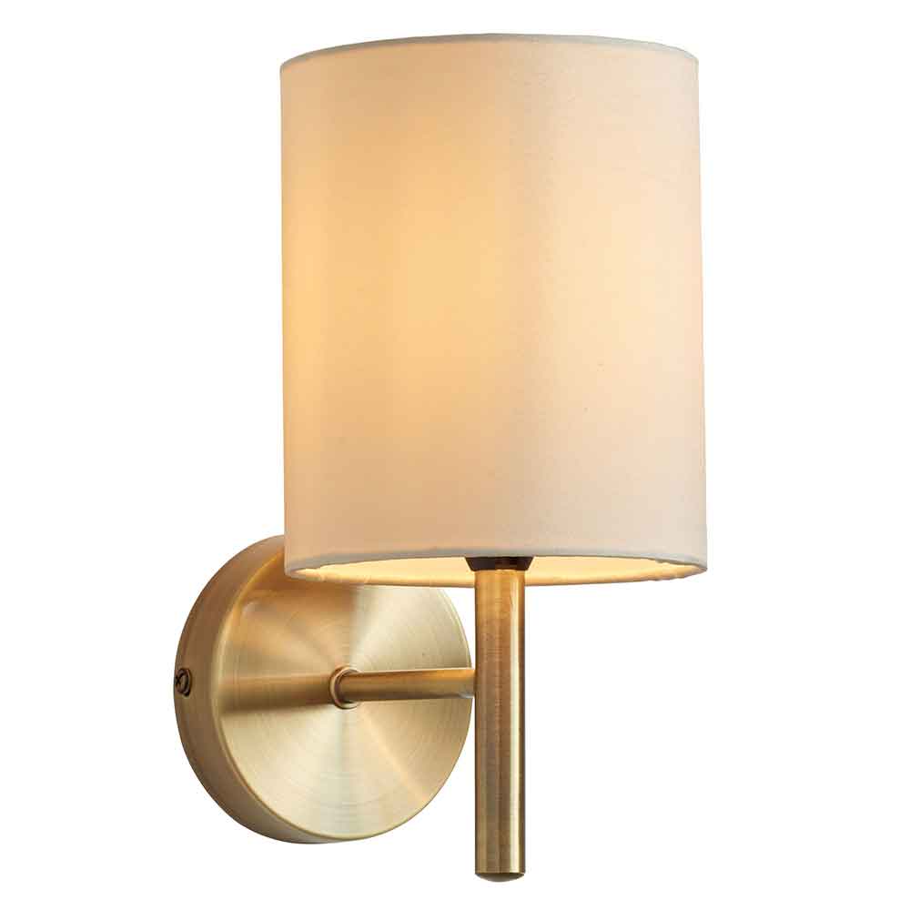 Alva Glass Wall Light With Steel Frame In Antique Brass