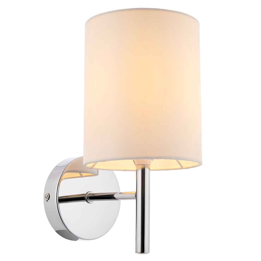 Alva Glass Wall Light With Steel Frame In Chrome