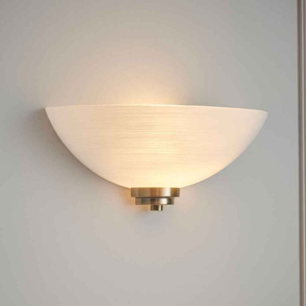 Augusta Glass Wall Light With Steel Base In Antique Brass