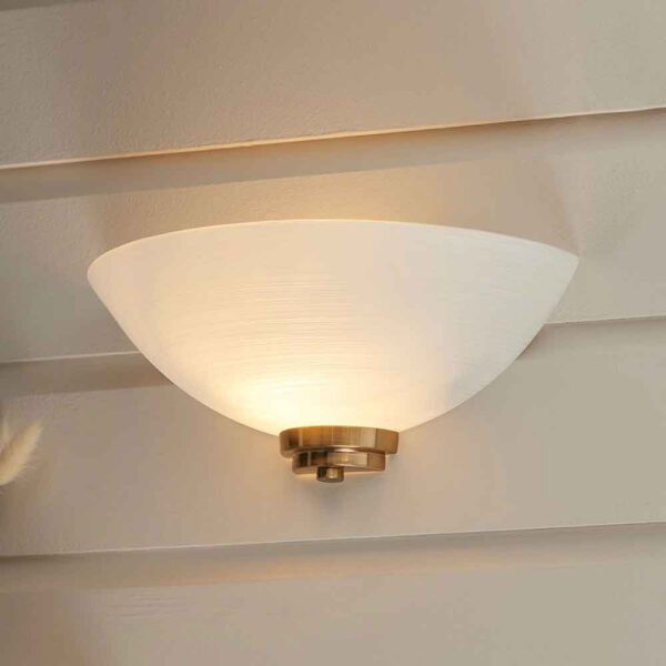 Augusta Glass Wall Light With Steel Base In Brushed Age Brass