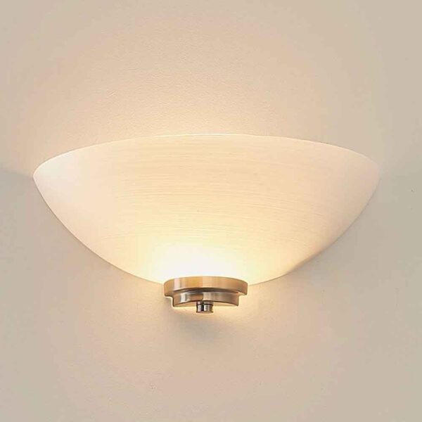 Augusta Glass Wall Light With Steel Base In Satin Chrome