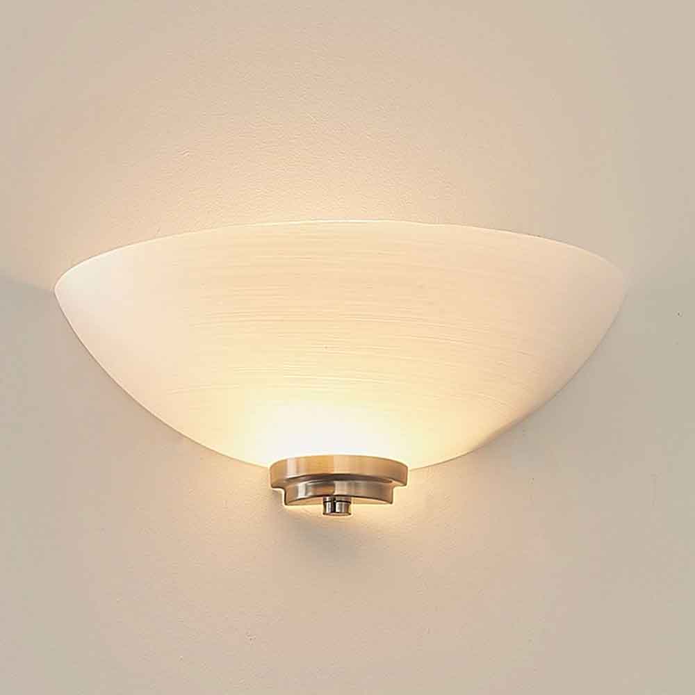 Augusta Glass Wall Light With Steel Base In Satin Chrome