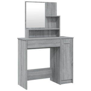 Ypsilanti Wooden Dressing Table With Mirror – Grey Sonoma
