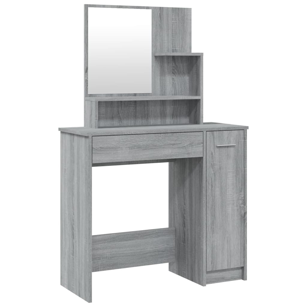 Ypsilanti Wooden Dressing Table With Mirror - Grey Sonoma